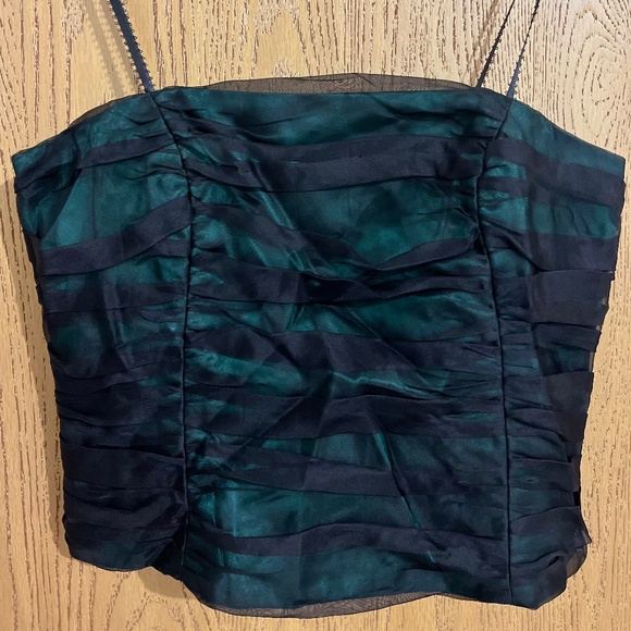 JULIANA COLLEZIONE Women’s Black & Green Formal Party Spaghetti Strap Top Sz-S - Picture 2 of 7